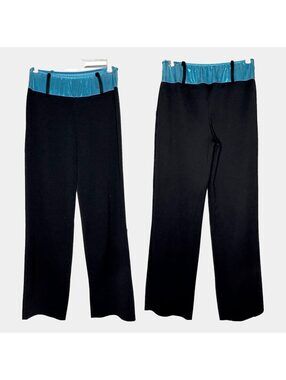 Vintage Weissman Designs for Dance Pants M Black Flare Metallic Turquoise Waist
